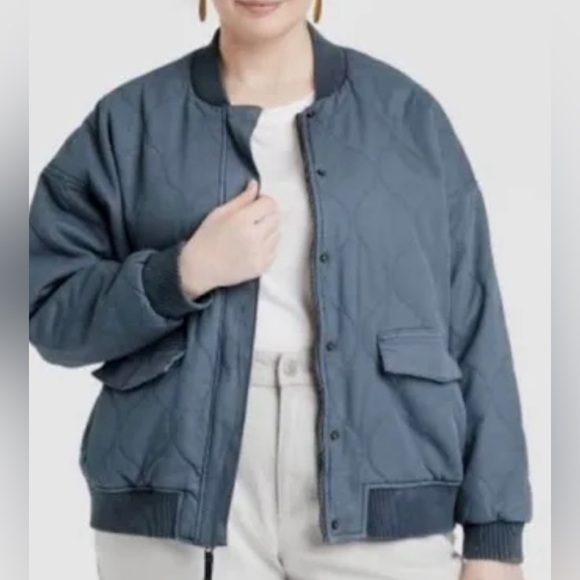 Quilted 💙 Jacket Coat Blue Medium by Universal Thread - Picture 4 of 11